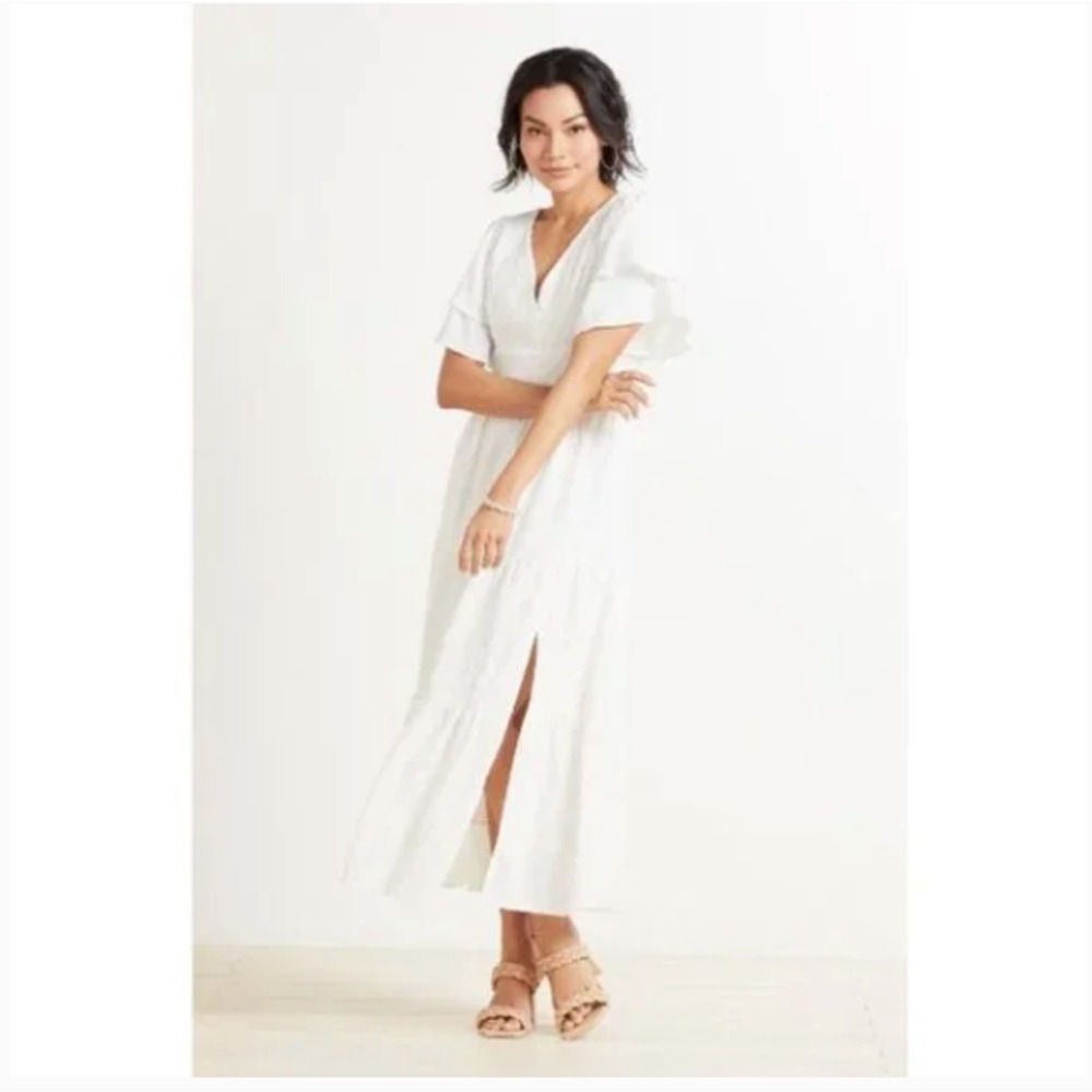 Line and Dot Skylar Midi White Dress Size Medium
